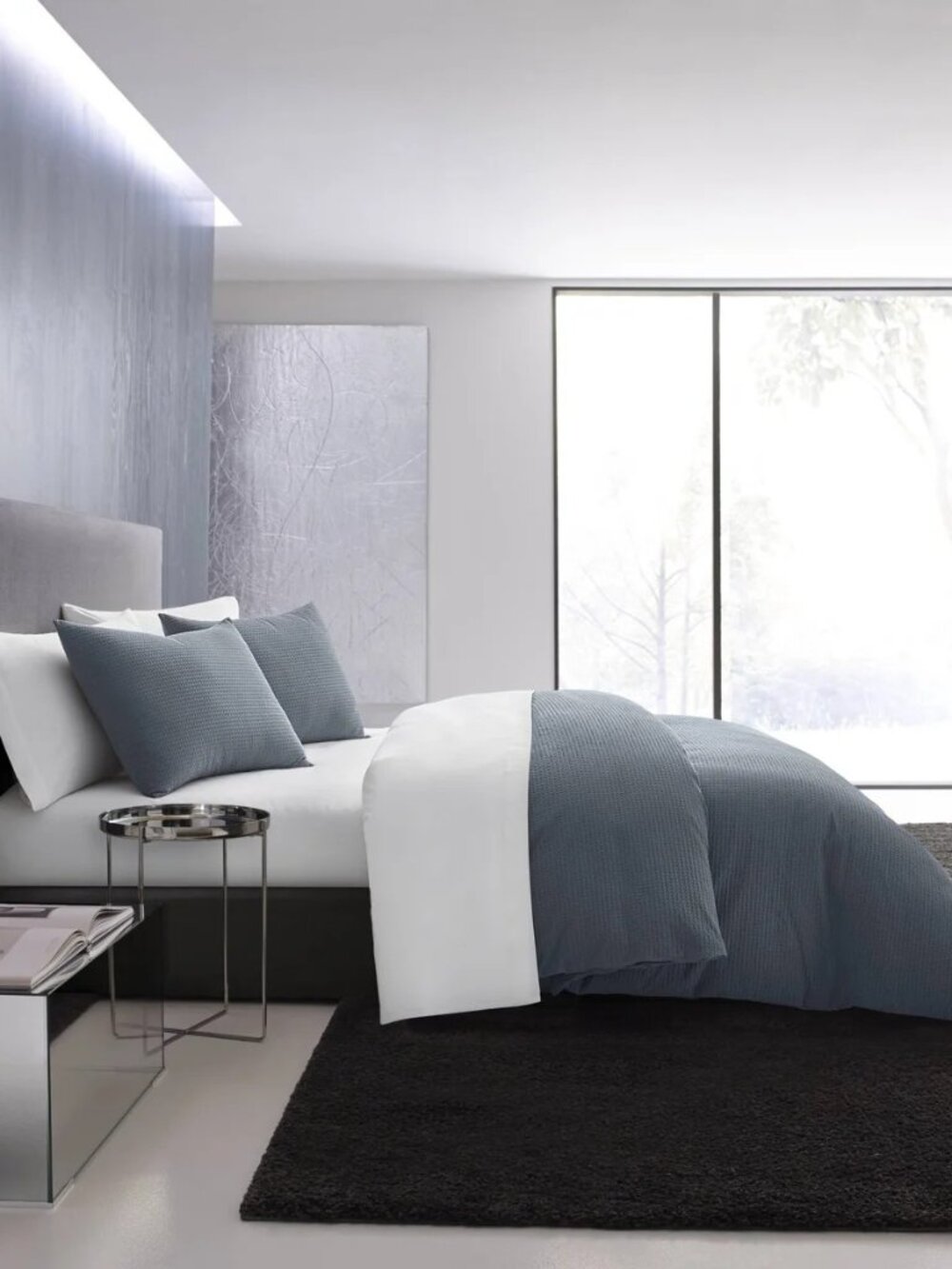 NWT Vera Wang Waffle Pique Cotton Duvet Cover Set
